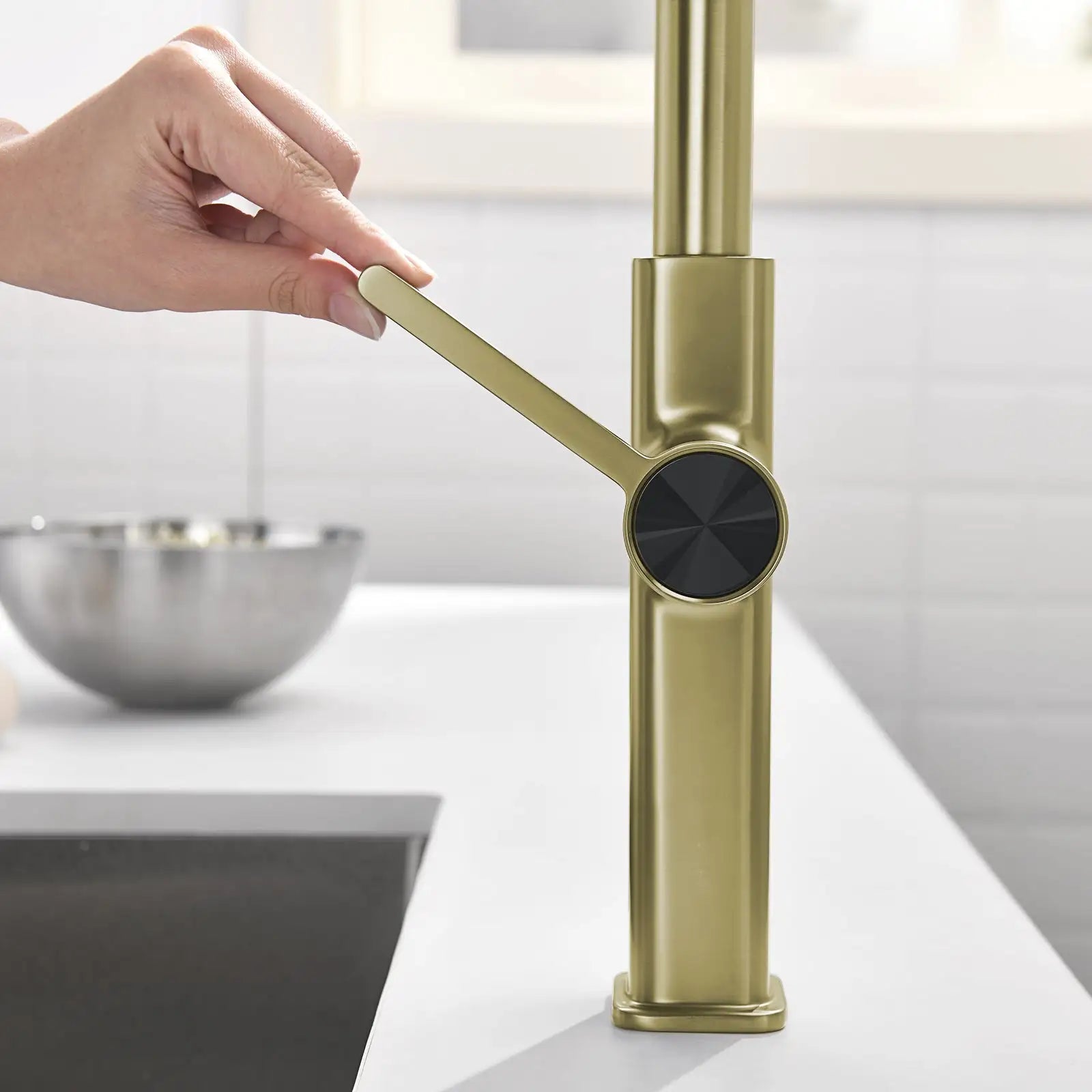 Loraven Temperature Display Kitchen Faucet with Waterfall and Pull-Out Features-KF001