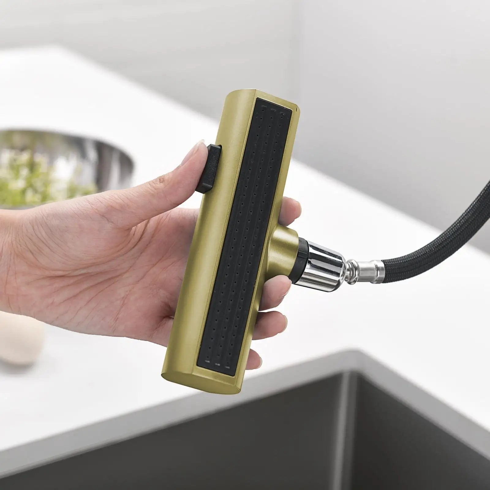 Loraven Temperature Display Kitchen Faucet with Waterfall and Pull-Out Features-KF001