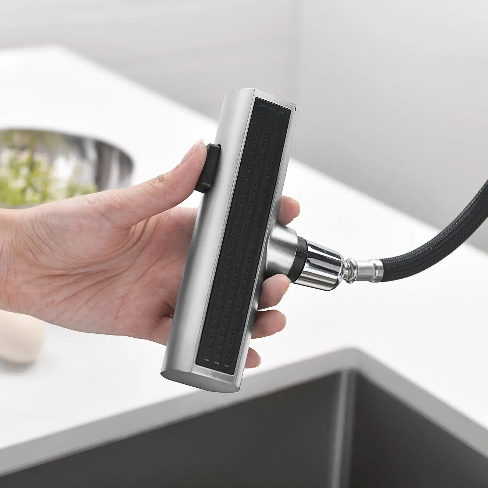Loraven Temperature Display Kitchen Faucet with Waterfall and Pull-Out Features-KF001