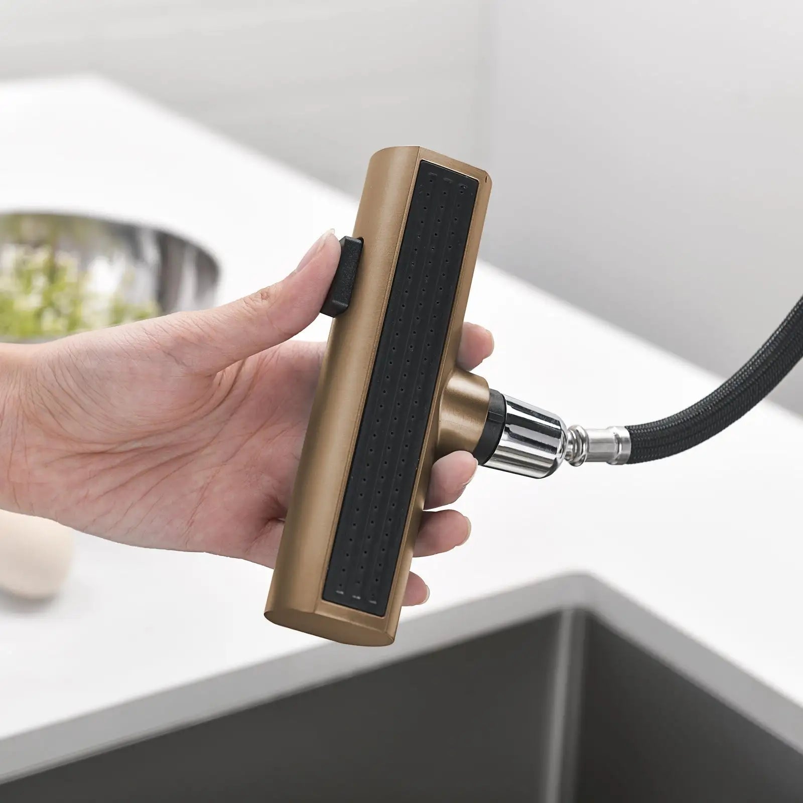 Loraven Temperature Display Kitchen Faucet with Waterfall and Pull-Out Features-KF001