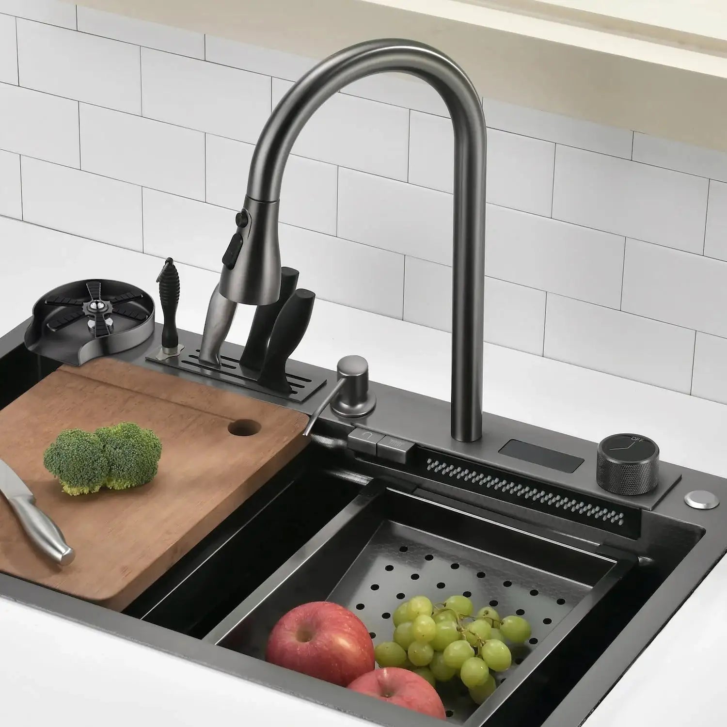 workstation_kitchen_sink_set_digital_temperature_display_waterfall_feature_ks003_loraven