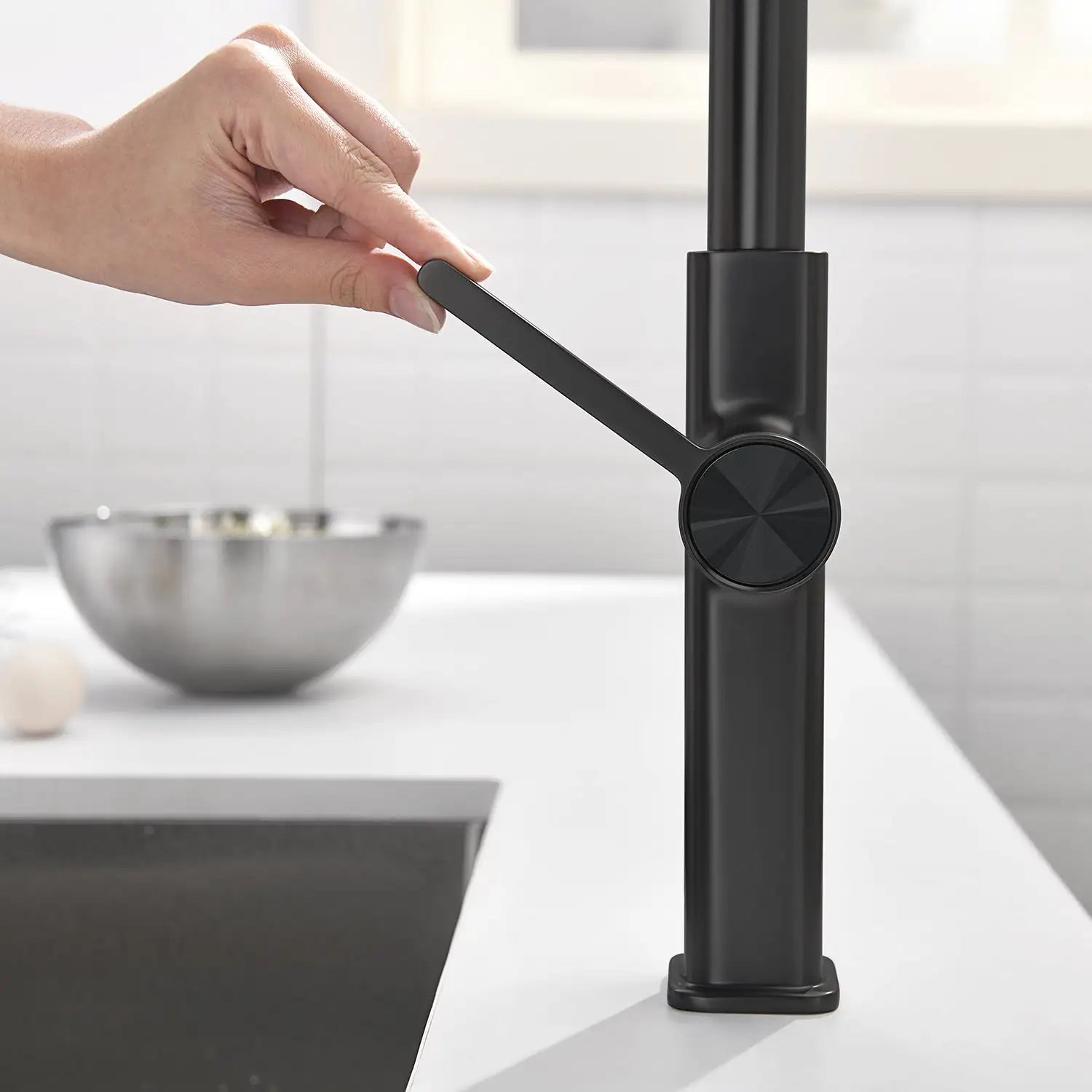 Loraven Temperature Display Kitchen Faucet with Waterfall and Pull-Out Features-KF001