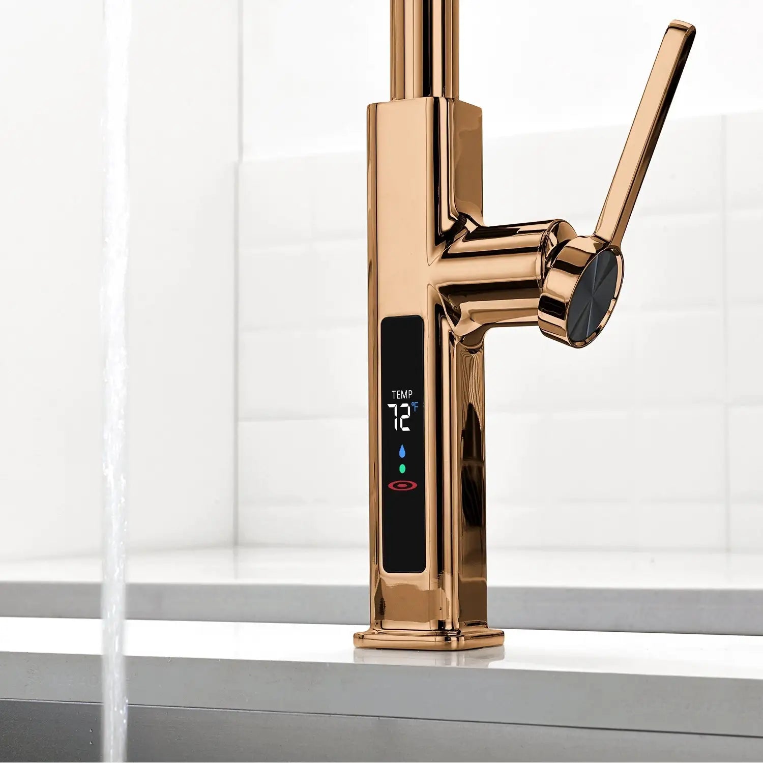 Loraven Temperature Display Kitchen Faucet with Waterfall and Pull-Out Features-KF001