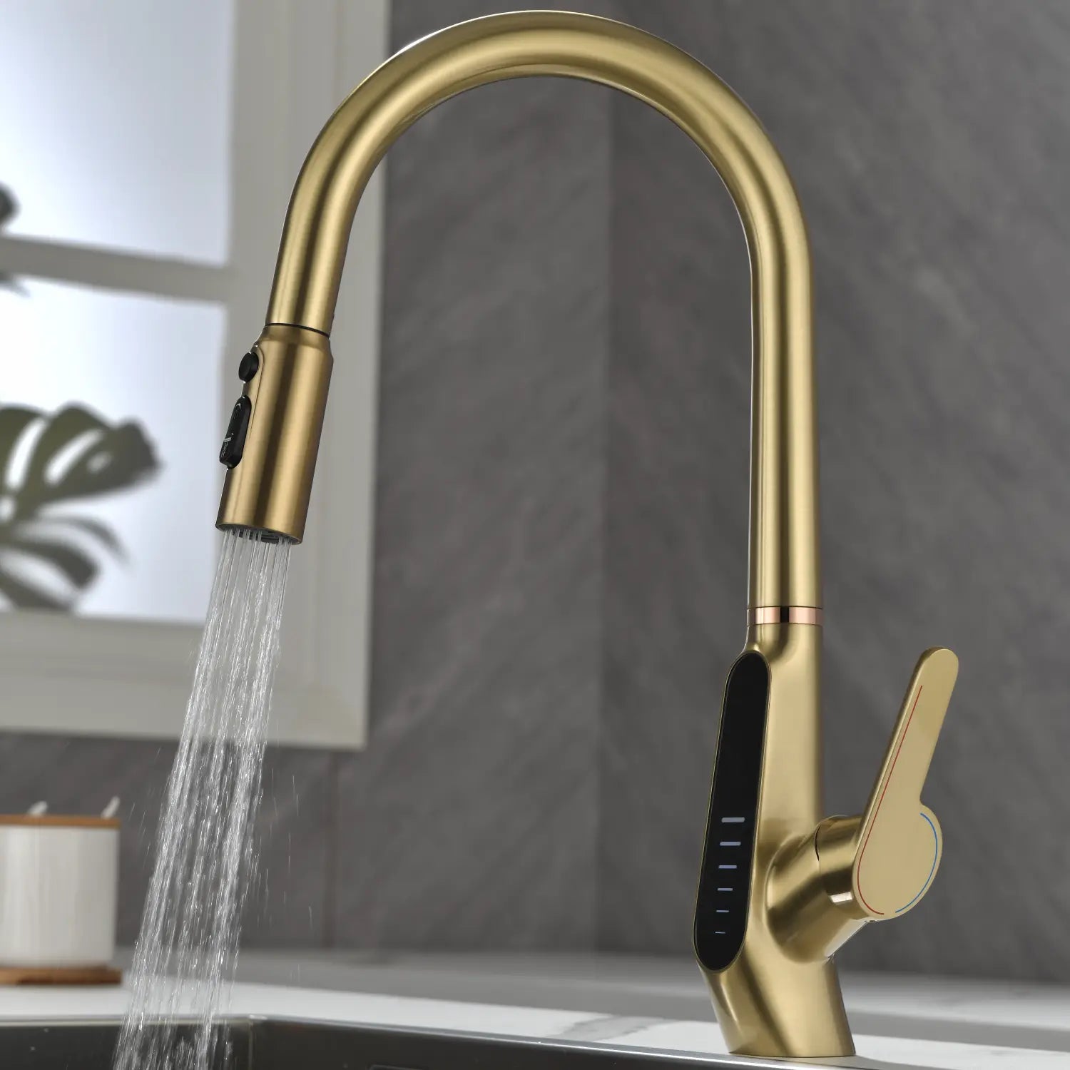 Loraven Pull-Out Kitchen Faucet with Triple Water Modes and Temperature-Time Display-KF006