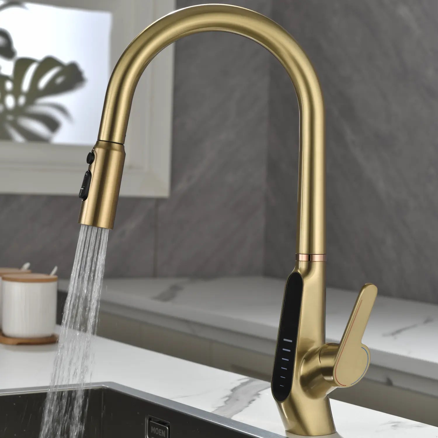Loraven Pull-Out Kitchen Faucet with Triple Water Modes and Temperature-Time Display-KF006